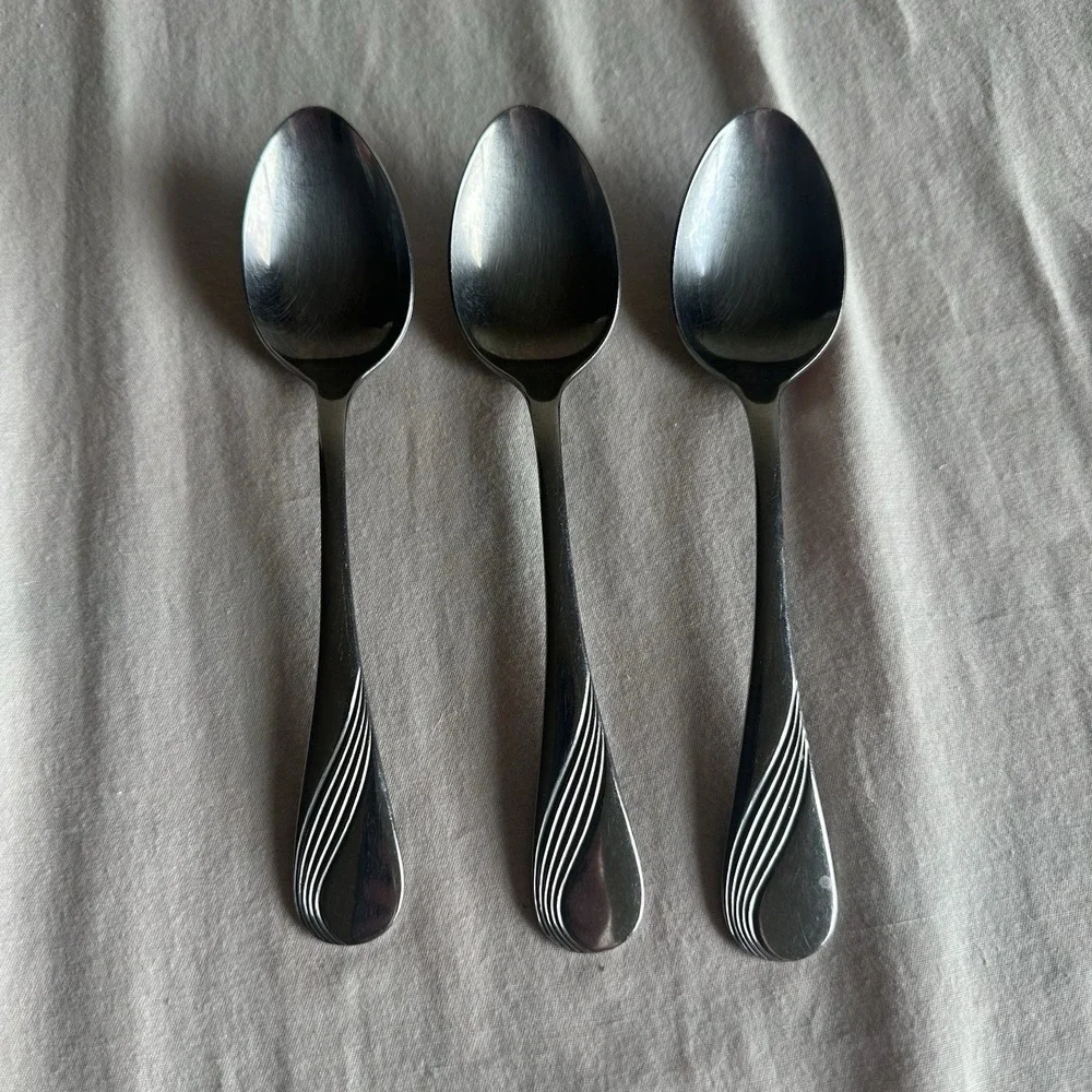 Continental Gourmet Swirl Pattern Stainless Spoons Lot Of 3 Replacement Pieces